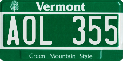 VT license plate AOL355