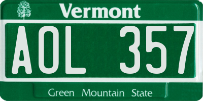 VT license plate AOL357