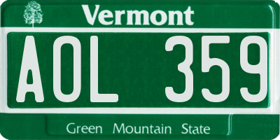 VT license plate AOL359