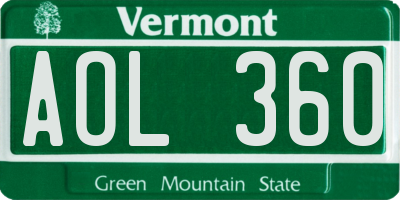 VT license plate AOL360