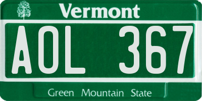VT license plate AOL367