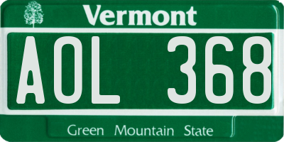 VT license plate AOL368