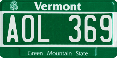 VT license plate AOL369