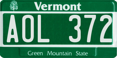 VT license plate AOL372