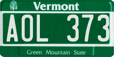 VT license plate AOL373