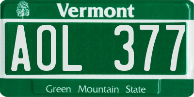 VT license plate AOL377