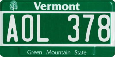 VT license plate AOL378