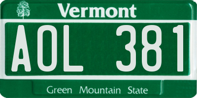 VT license plate AOL381