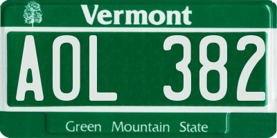 VT license plate AOL382
