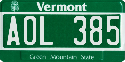 VT license plate AOL385