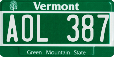 VT license plate AOL387