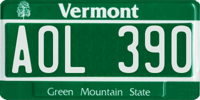 VT license plate AOL390