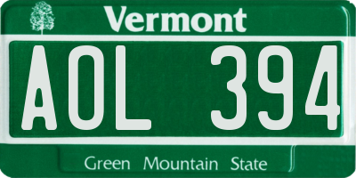 VT license plate AOL394