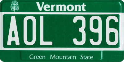 VT license plate AOL396