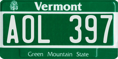 VT license plate AOL397