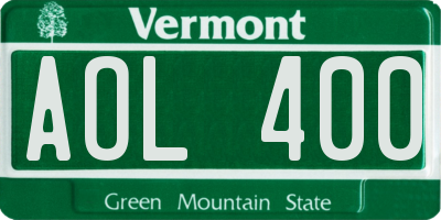 VT license plate AOL400