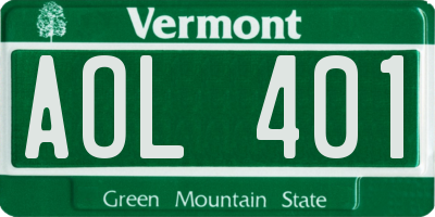 VT license plate AOL401