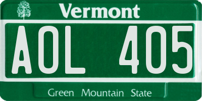 VT license plate AOL405