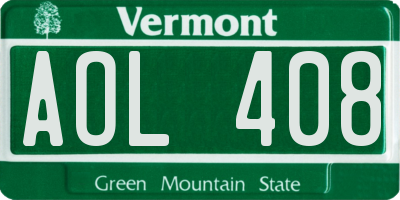 VT license plate AOL408