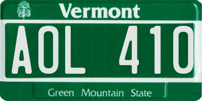 VT license plate AOL410