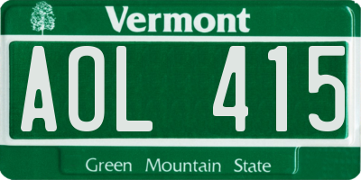 VT license plate AOL415