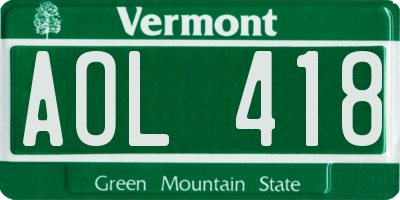 VT license plate AOL418