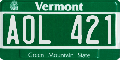 VT license plate AOL421