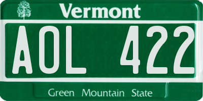 VT license plate AOL422