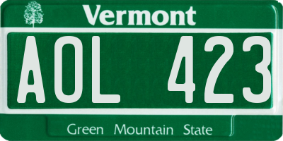 VT license plate AOL423