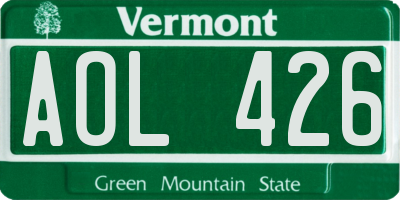 VT license plate AOL426