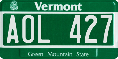 VT license plate AOL427