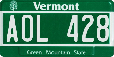 VT license plate AOL428