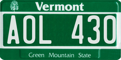 VT license plate AOL430