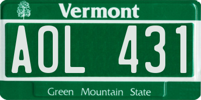 VT license plate AOL431