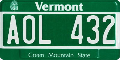 VT license plate AOL432