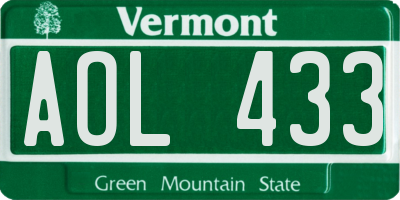 VT license plate AOL433