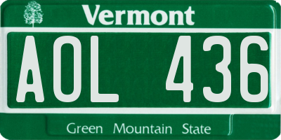 VT license plate AOL436
