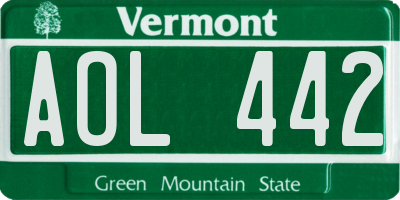 VT license plate AOL442