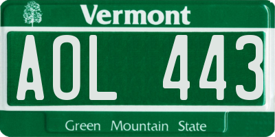 VT license plate AOL443