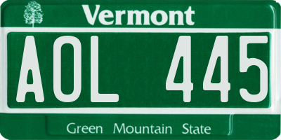 VT license plate AOL445