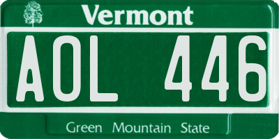 VT license plate AOL446
