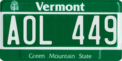 VT license plate AOL449
