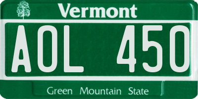 VT license plate AOL450