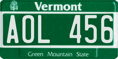 VT license plate AOL456