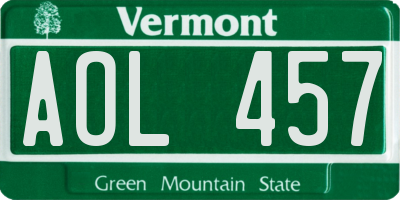VT license plate AOL457