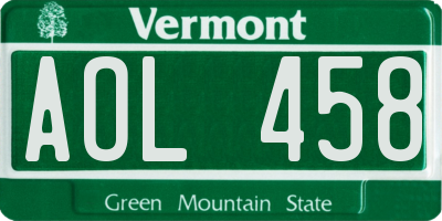 VT license plate AOL458