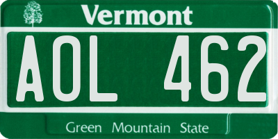 VT license plate AOL462