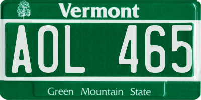 VT license plate AOL465