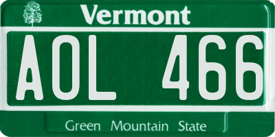 VT license plate AOL466