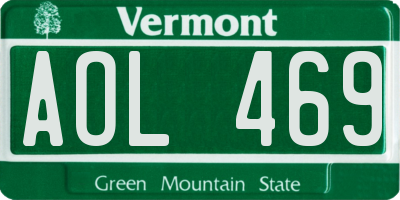 VT license plate AOL469
